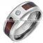 Men's 8mm Black Domed Tungsten Carbide Ring Matte Finish Groove Design Wedding Bands