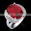 Women's gender bling bling oval cut red cubic zircon ring 18k gold plated jewelry bridal ring
