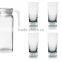 1000ml clear glass jug and 4pcs glass cup se twater &juice jug set