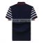 Raidyboer Men' s100%cotton polo shirt with button and placket striped polo t shirt