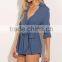 shirt collar waist tie belt wrap playsuit jumpsuit for women sexy women rompers