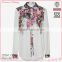 new model ladies fashion beautiful shirts 2016 summer sweet long sleeve stand collar white floral printed shirts
