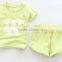 Wholesale Childrens clothing set W alphabet bamboo cotton short t-shirt with hot shorts 2pcs suits for girl