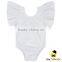 Summer Plain White Kids Flutter Sleeve Ruffle Design Infant Soft Cotton Baby Girl One Piece Blank Bodysuit Jumpsuit Petti Romper