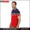 New design hot selling in alibaba china red and dark blue custom mens polo collar striped t shirt