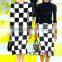 2015 Black and white checkerboard long-sleeved dress free prom dress fashion dress girls' dress