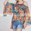 MIKA72060 New Arrival Women Causal Spaghetti Strap Floral Chiffon Blouse