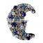 Fashion White Blue Beading Crystal Rhinestone Moon Sew on Patches Appliques