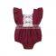 Kids Baby Girl Solid Summer Clothes Lace Romper Backless Button Jumpsuit Outfits Baby Clothing