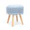 Customized modern style blue woolen yarn covered furniture type footstool  feet ottoman