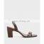 Ladies fancy and latest snake print med chunky heels design ankle strap women sandals shoes (sandalias mujer)
