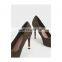 New arrival latest design women textured high stiletto heel pumps sexy heels sandals shoes