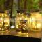 Outdoor Waterproof Solar Powered Mason Jar Fairy Lights Hanging Hand Etched Bottle Night Light Mason Bottle Light