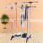 Zhejiang Factory high quality double pole standing shoes tower stainless steel wooden metal cloth rack stand
