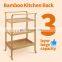 3 Tires Kitchen Furniture Bamboo Kitchen Food Cart Serving Tray