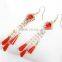 Latest model fashion rhinestone long tassel earrings