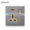 China New Products Golden Stainless Steel 13A UK Outlet Wall Light Electric Switch Socket