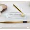 TT-09 luxury golden desk pen with glass holder, high quality stand pen