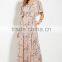 New Style Printed Short Sleeve V neck Contemporary Floral Maxi Dress