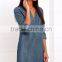 2016 New design women shirt dress long sleeve denim dress for women casual wear