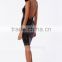 latest nigth club dress design sexy paillette fabric black backless tight-fitting dress ladies