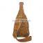 Wholesale canvas camouflage chest bag with leather trim canvas chest bag for man