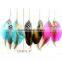 Wholesale Cheap Long Chain Feather Earrings With Gold Beads