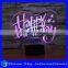 Creative Vision 3D Happy Birthday Party Decoration Stereoscopic LED 7 Colors Flashing LED Night Light