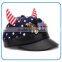 Fancy sequins wing M 6panel leather kids baseball cap 3D ox horn cotton baby hats