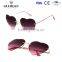 Progressive Dual Colors Rimless Women Metal Heart Shaped Sunglasses
