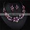 Classic floral rhinestone collar necklace women africa bridal jewelry set and diamond drop earrings