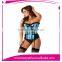 Manufacturer Sexy Blue Satin Outwear Strapless Lingerie With Legging Body Shaper Corset