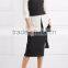 Wholesale Women Apparel Office Below-knee Length Black Stretch-jersey Midi Skirt(DQE0382SK)