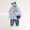 Hot sale baby girl blue and white strip cotton shirt for weekday style