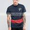 Lightweight 100% cotton jersey stripe t shirt blank fashion design color block t shirt custom men's t shirt wholesale