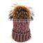 Myfur Light Purple Real Large Raccoon Fur Pom Poms Knit Hat Wholesale