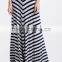2015 Fold-over Waist Stripe Print Skirts Fashion Long Maxi Skirt