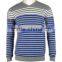 ISO9001/BSCI Manufature blue v-neck striped design wool sweater
