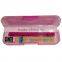 Curtom logo print transparent colorful plastic pencil case pen boxes set with pencil ruler and eraser