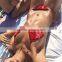 B22027A Hot selling Red Sexy Sequin lace Bikini Swimwear Suit