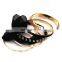 6ps/set Fashion Bohemian Delicate Rhinestone Ribbon Woven Women's Metal Bangle
