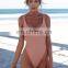 hot sale Solid color backless women's swimwear one piece bikini