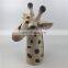 cute hand painted 3D giraffe animal head shaped ceramic flower vase for home decor