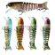 Amazon sell 3D uv hot printing  Multi section fish 5 colors plastic hard fishing lure 8 Jointed Saltwater Swimbait fishing