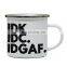 Custom promotional 12oz capacity blue enamel coffee printing decal enamel mug with decal printing