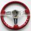 350mm ABS plastic white car steering wheel, Red chrome car racing steering wheel universal