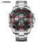 Sinobi 9730 Functional Dual Display Men Watches LED Alarm Water Resist Luxury Digital Stainless Steel Watch