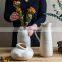 Custom LOGO Nordic Creative Simple Irregular White Porcelain Ceramic Vase Pot Bottle Crafts Gift Home Living Room Decoration
