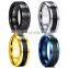 8mm 4 Color Stainless Steel Ring Inlay Carbon Fiber Wedding Ring for Men's Fashion Party Jewelry Gifts (Size 6-13)