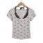 French-style casual T-shirt with floral lace trim and bow detailing, featuring a strapless design and short sleeves.